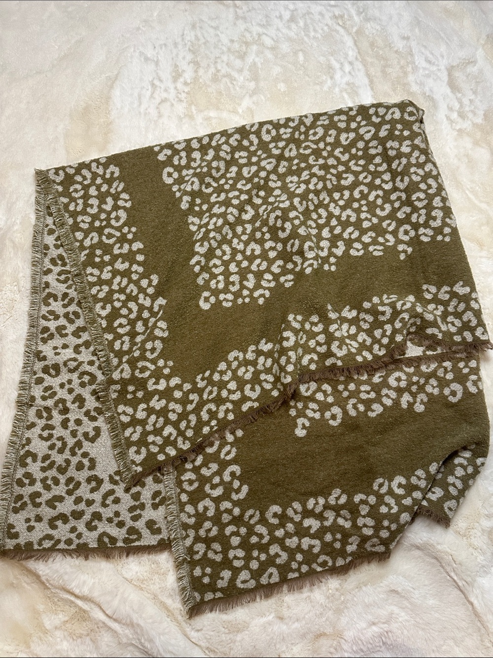 Madewell Olive brown and Cream Leopard Wrap Scarf